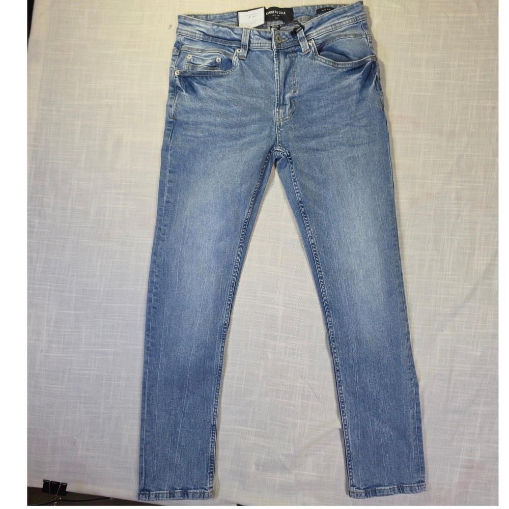 Kenneth Cole New York Mens Cole Slim Fit Jeans 30x30 Cummins Light Wash Stretch